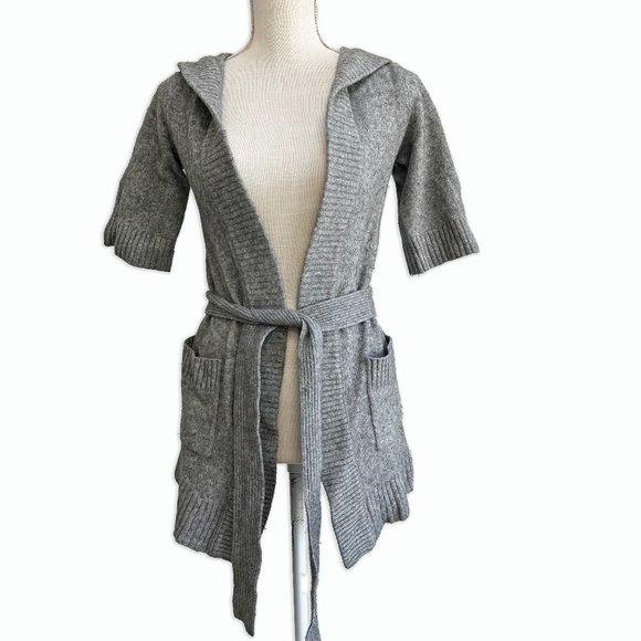 Banana Republic Elbow Sleeve Gray Wool Duster with Hood - Picture 1 of 16